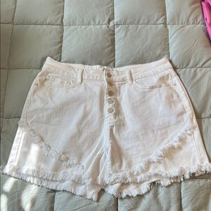 Judy Blue High Waist White Frayed Shorts